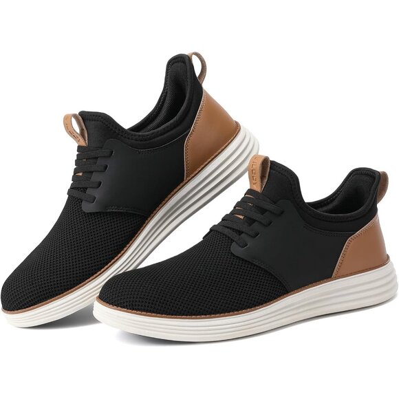 ⚡VILOCY Men's Black Fashion Dress Oxfords Business Mesh Breathable Sneakers - Picture 6 of 7